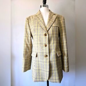 OAK AND FORT  Yellow Plaid Relaxed Fit Blazer. Size Small